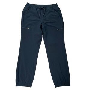 Eddie Bauer Polar Pant Womens 12 Navy Tartan Plaid Fleece Lined Hiking Outdoor